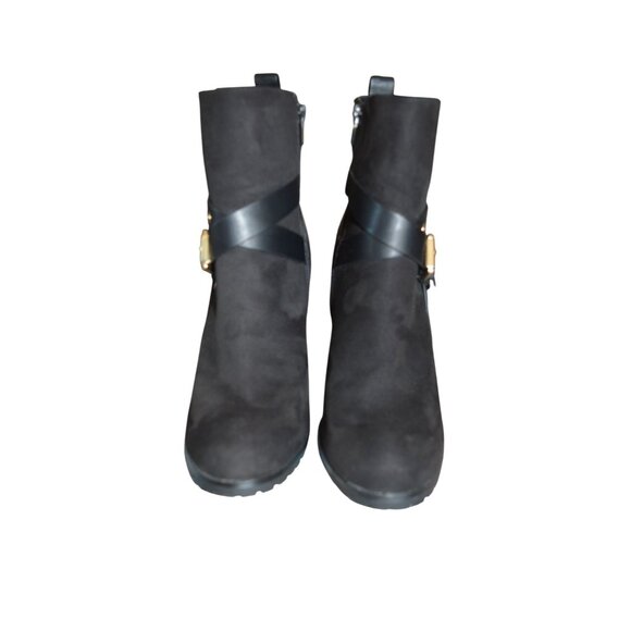 Apt. 9 Define Comfort Black Manager Boots Women Size 9 Studded Buckle Block Heel - Picture 3 of 9